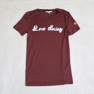 GANNI T-Shirt Womens XS Red Love Society Graphic Tee Short Sleeve Designer